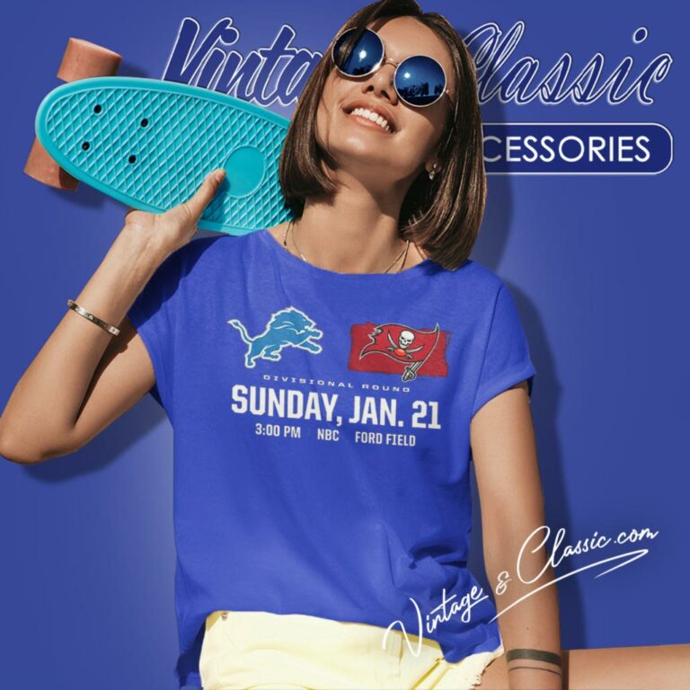 Detroit Lions Vs Tampa Bay Buccaneers 2024 Super Divisional Round Women T Shirt Detroit Lions Vs Tampa Bay Buccaneers 2024 Super Divisional Round Women T Shirt