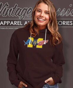 Detroit Michigan Combined Logos Lions Tigers Red Wings Hoodie