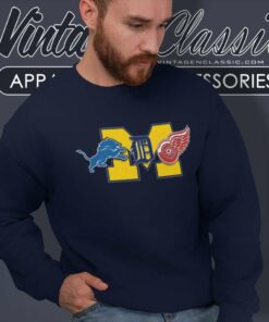 Detroit Michigan Combined Logos Lions Tigers Red Wings Sweatshirt