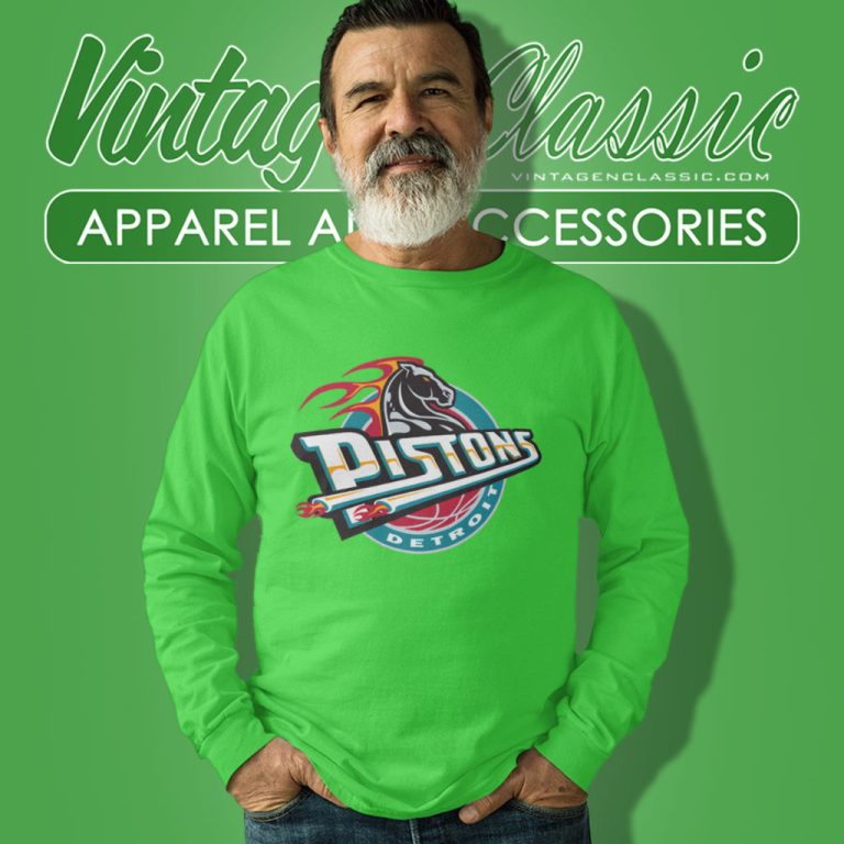 Detroit Pistons 90s Vintage Inspired American Sport Nba Basketball Long Sleeve Tee Detroit Pistons 90s Vintage Inspired American Sport Nba Basketball Long Sleeve Tee