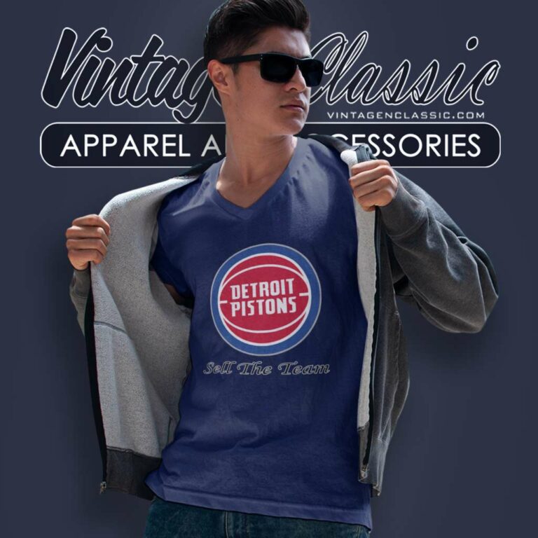 Detroit Pistons Basketball Logo Sell The Team V Neck TShirt Detroit Pistons Basketball Logo Sell The Team V Neck TShirt