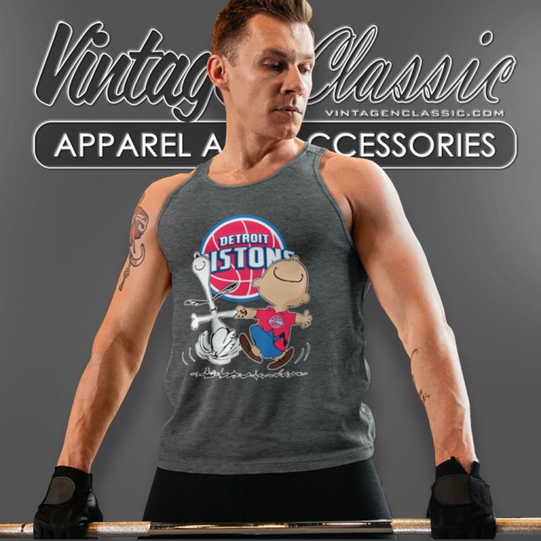 Detroit Pistons Charlie Brown Snoopy Tank Top Racerback Detroit Pistons Charlie Brown Snoopy Tank Top Racerback