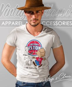 Detroit Pistons Charlie Brown Snoopy V Neck TShirt