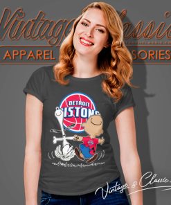 Detroit Pistons Charlie Brown Snoopy Women T Shirt