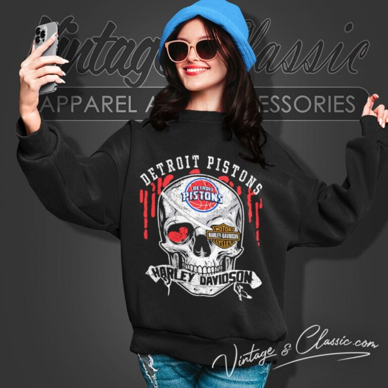 Detroit Pistons Harley Davidson Skull Sweatshirt Detroit Pistons Harley Davidson Skull Sweatshirt