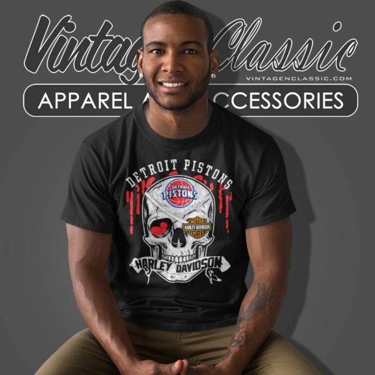 Detroit Pistons Harley Davidson Skull T Shirt Detroit Pistons Harley Davidson Skull T Shirt