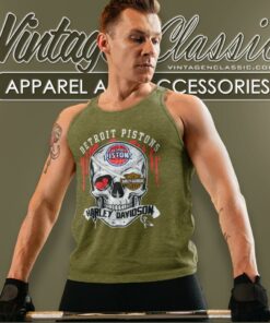 Detroit Pistons Harley Davidson Skull Tank Top Racerback