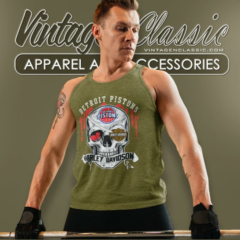Detroit Pistons Harley Davidson Skull Tank Top Racerback Detroit Pistons Harley Davidson Skull Tank Top Racerback