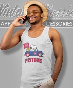 Detroit Pistons Shirt Basketball Snoopy Dog Driving Car Tank Top Racerback