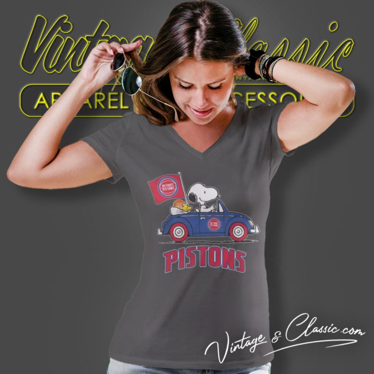 Detroit Pistons Shirt Basketball Snoopy Dog Driving Car V Neck TShirt Detroit Pistons Shirt Basketball Snoopy Dog Driving Car V Neck TShirt