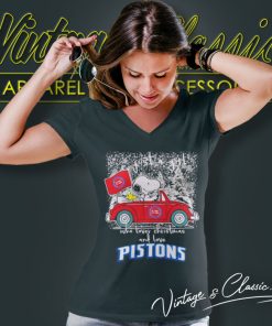 Detroit Pistons Shirt Snoopy And Woodstock Just A Girl Who Loves Christmas And Love V Neck TShirt