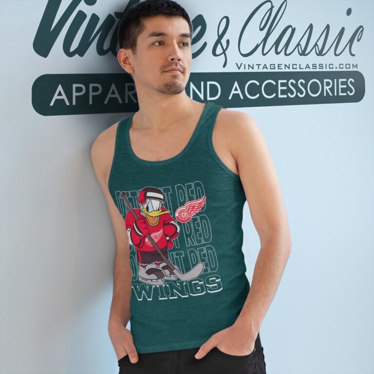 Detroit Red Wings Donald Duck Hockey Shirt Tank Top Racerback Detroit Red Wings Donald Duck Hockey Shirt Tank Top Racerback