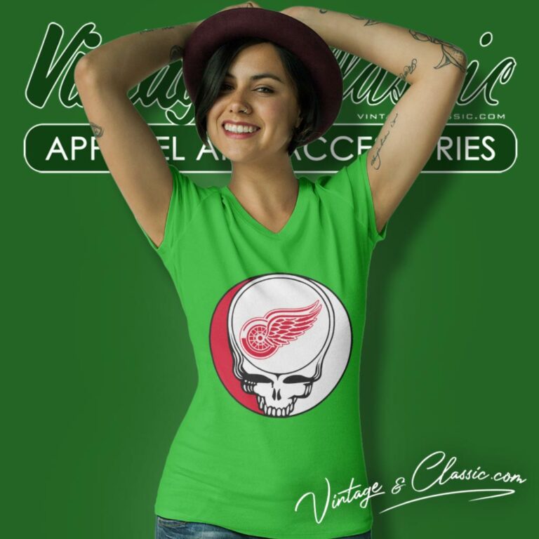 Detroit Red Wings Grateful Dead Steal Your Face V Neck TShirt Detroit Red Wings Grateful Dead Steal Your Face V Neck TShirt