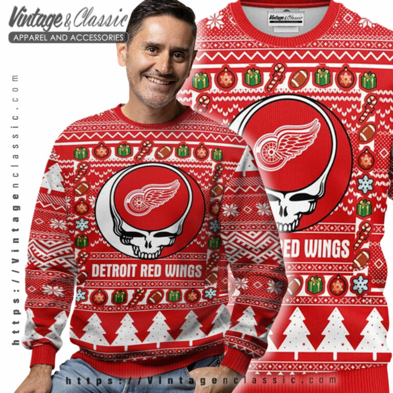 Detroit Red Wings Grateful Dead Ugly Sweater Men Ugly Sweater Detroit Red Wings Grateful Dead Ugly Sweater Men Ugly Sweater