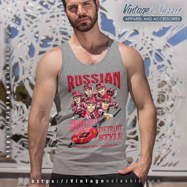 Detroit Red Wings Russian Five Caricature Tank Top Racerback Detroit Red Wings Russian Five Caricature Tank Top Racerback