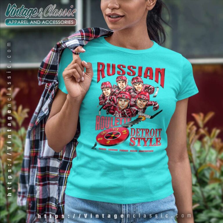 Detroit Red Wings Russian Five Caricature Women TShirt Detroit Red Wings Russian Five Caricature Women TShirt