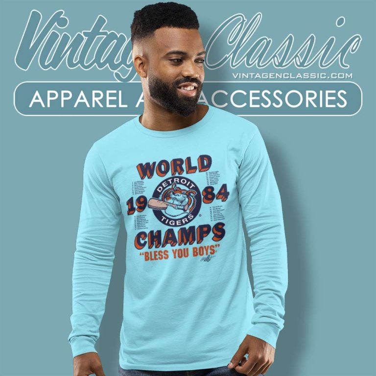 Detroit Tigers 1984 World Series Champs Bless You Boys Long Sleeve Tee Detroit Tigers 1984 World Series Champs Bless You Boys Long Sleeve Tee
