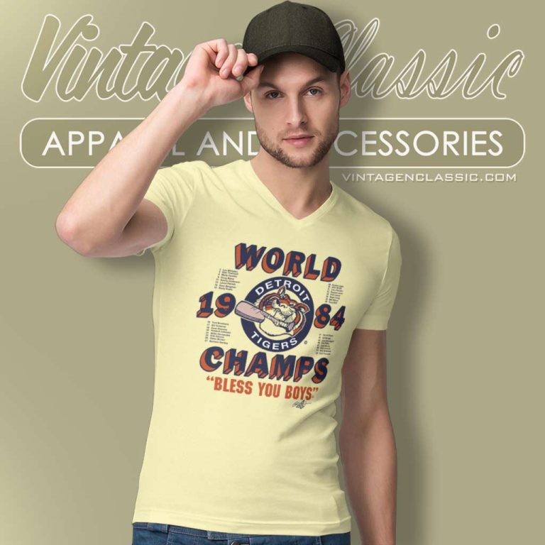 Detroit Tigers 1984 World Series Champs Bless You Boys V Neck TShirt Detroit Tigers 1984 World Series Champs Bless You Boys V Neck TShirt