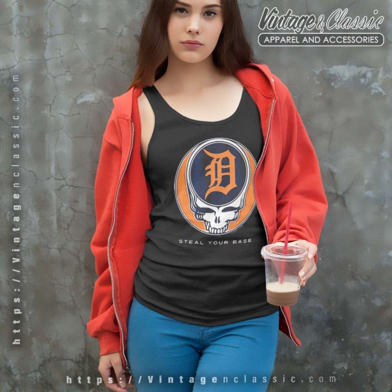 Detroit Tigers Grateful Dead Steal Your Base Tank Top Racerback Detroit Tigers Grateful Dead Steal Your Base Tank Top Racerback
