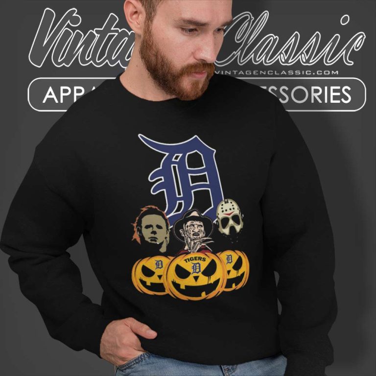 Detroit Tigers Halloween Horror Movie Pumpkin Sweatshirt Detroit Tigers Halloween Horror Movie Pumpkin Sweatshirt