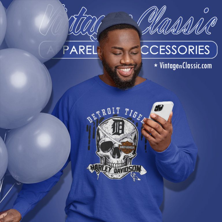 Detroit Tigers Harley Davidson Skull Sweatshirt Detroit Tigers Harley Davidson Skull Sweatshirt