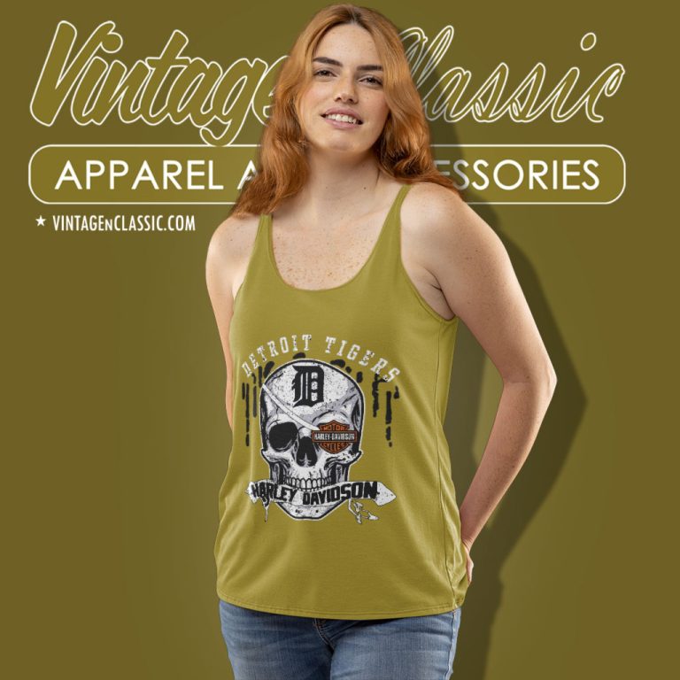 Detroit Tigers Harley Davidson Skull Tank Top Racerback Detroit Tigers Harley Davidson Skull Tank Top Racerback