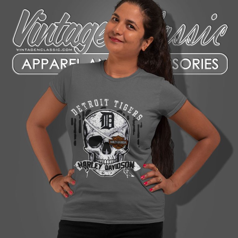 Detroit Tigers Harley Davidson Skull Women T Shirt Detroit Tigers Harley Davidson Skull Women T Shirt
