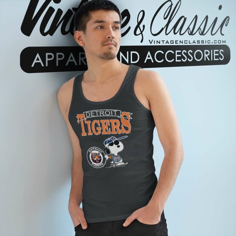 Detroit Tigers Joe Cool Snoopy Tank Top Racerback Detroit Tigers Joe Cool Snoopy Tank Top Racerback