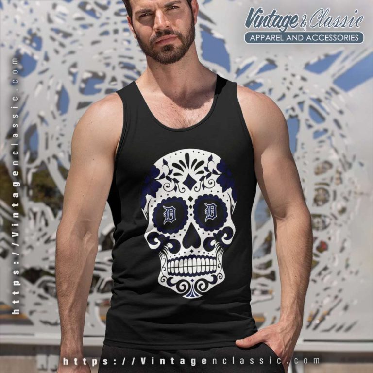 Detroit Tigers Sugar Skull Tank Top Racerback Detroit Tigers Sugar Skull Tank Top Racerback