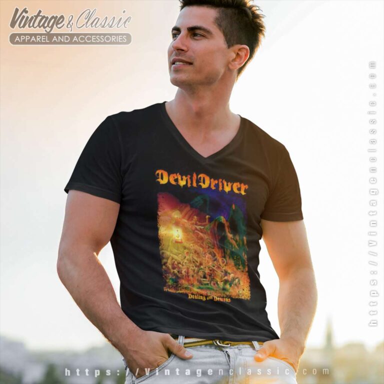 Devildriver Shirt Dealing With Demons Vol Ii V Neck TShirt Devildriver Shirt Dealing With Demons Vol Ii V Neck TShirt