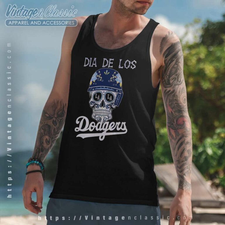 Dia De Los Dodger Halloween Sugar Skull Tank Top Racerback Dia De Los Dodger Halloween Sugar Skull Tank Top Racerback