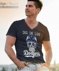 Dia De Los Dodger Halloween Sugar Skull V Neck TShirt