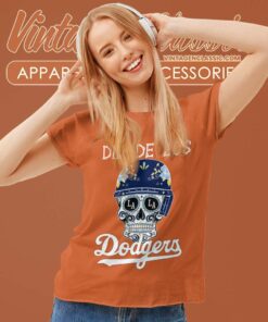Dia De Los Dodger Halloween Sugar Skull Women TShirt