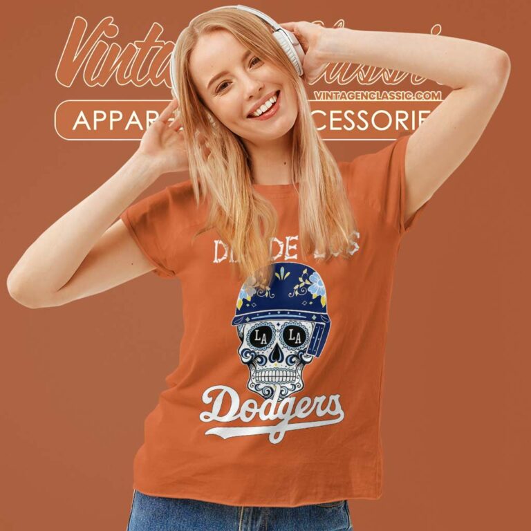Dia De Los Dodger Halloween Sugar Skull Women TShirt Dia De Los Dodger Halloween Sugar Skull Women TShirt