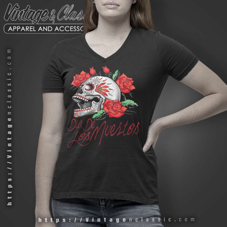 Dia De Los Muertos Sugar Skull V Neck TShirt Dia De Los Muertos Sugar Skull V Neck TShirt
