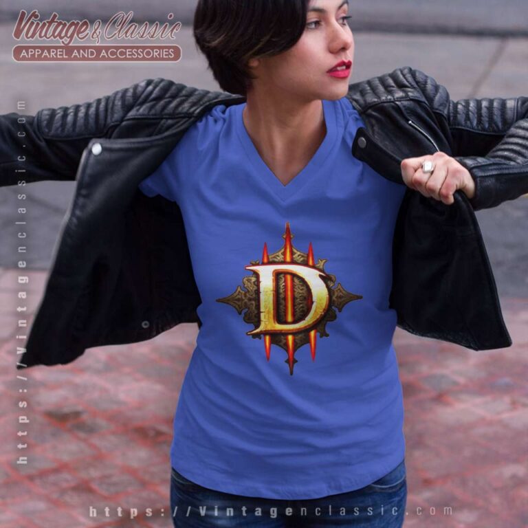 Diablo 4 Game 2023 Logo V Neck TShirt Diablo 4 Game 2023 Logo V Neck TShirt