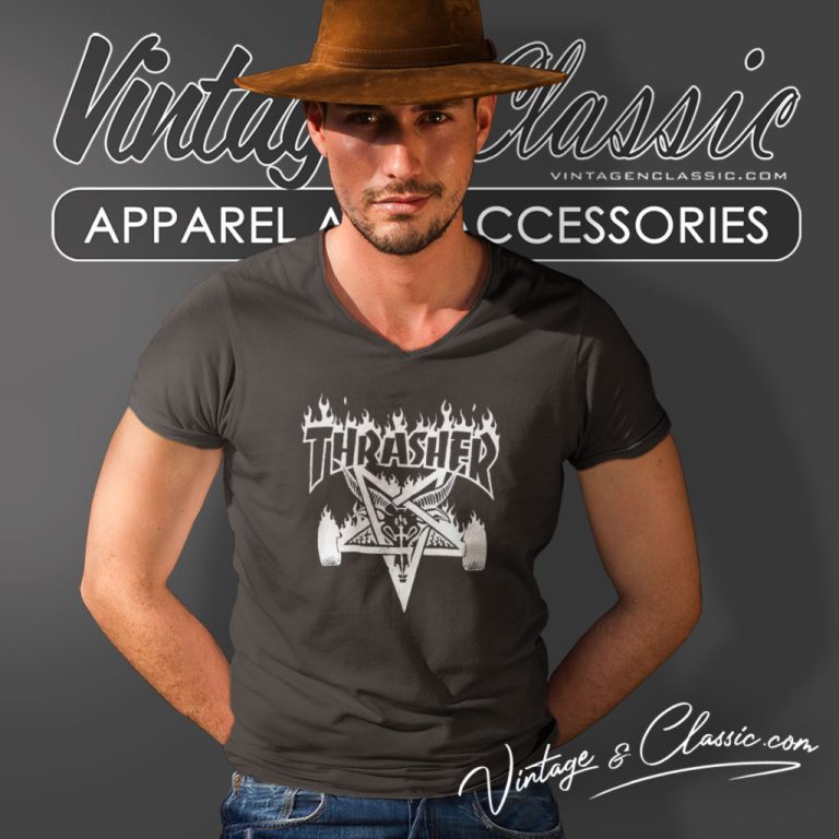 Dickies X Thrasher Collaboration V Neck TShirt Dickies X Thrasher Collaboration V Neck TShirt