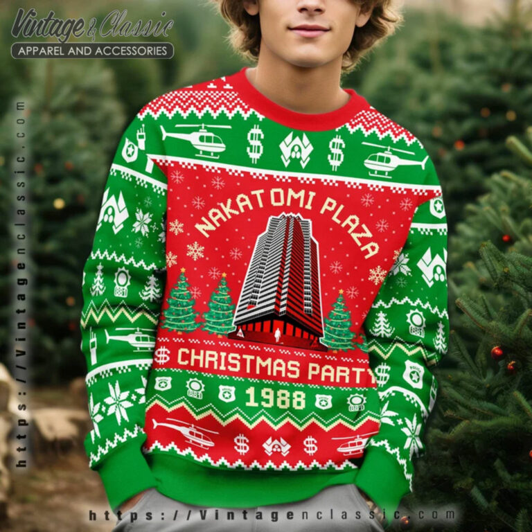 Die Hard Nakatomi Plaza Ugly Sweater mens Ugly Christmas Sweater Die Hard Nakatomi Plaza Ugly Sweater mens Ugly Christmas Sweater
