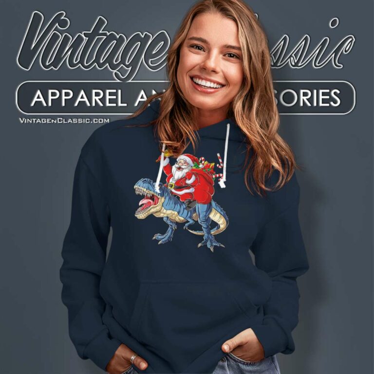 Dinosaur Santa Christmas Hoodie Dinosaur Santa Christmas Hoodie