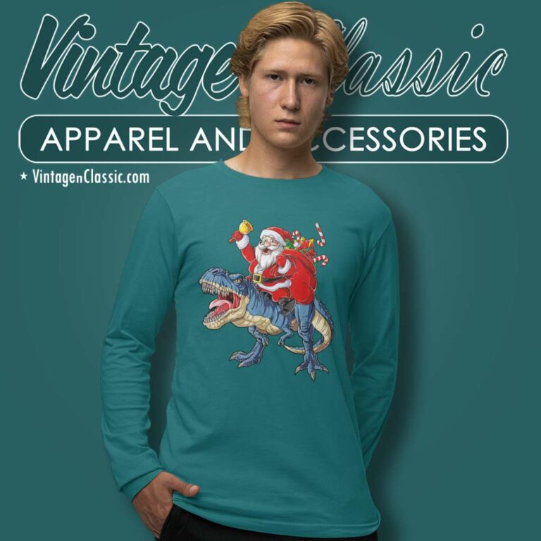 Dinosaur Santa Christmas Long Sleeve Tee Dinosaur Santa Christmas Long Sleeve Tee