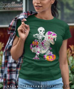 Dinosaur Skeleton Riding Halloween Shirt 5 Dinosaur Skeleton Riding Halloween Shirts Women TShirt