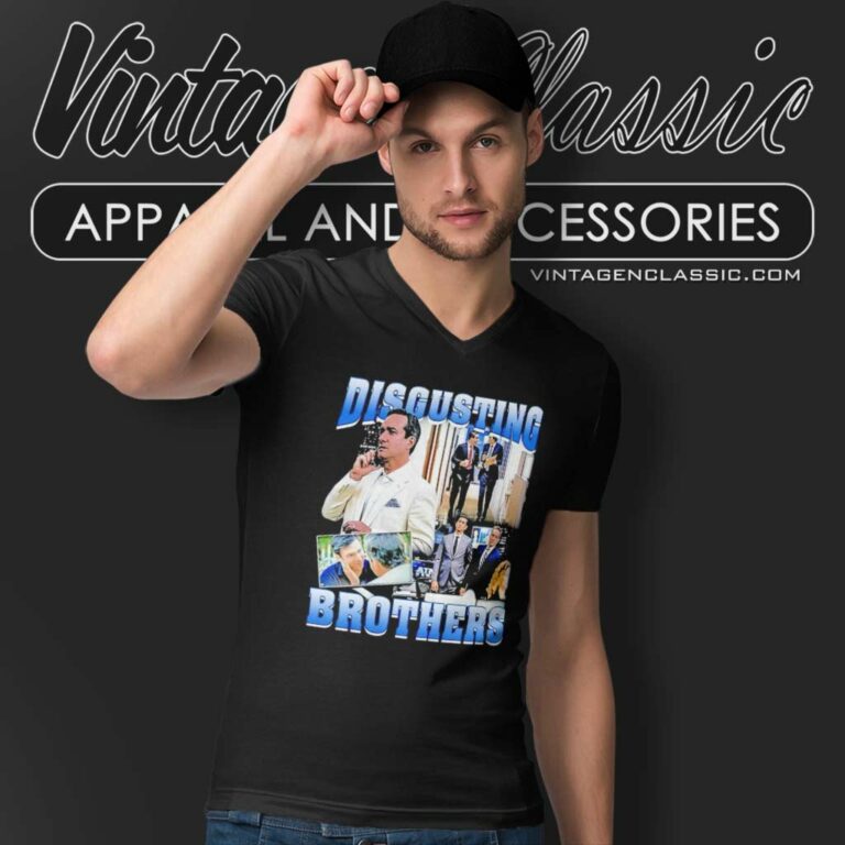 Disgusting Brothers Vintage Graphic V Neck TShirt Disgusting Brothers Vintage Graphic V Neck TShirt