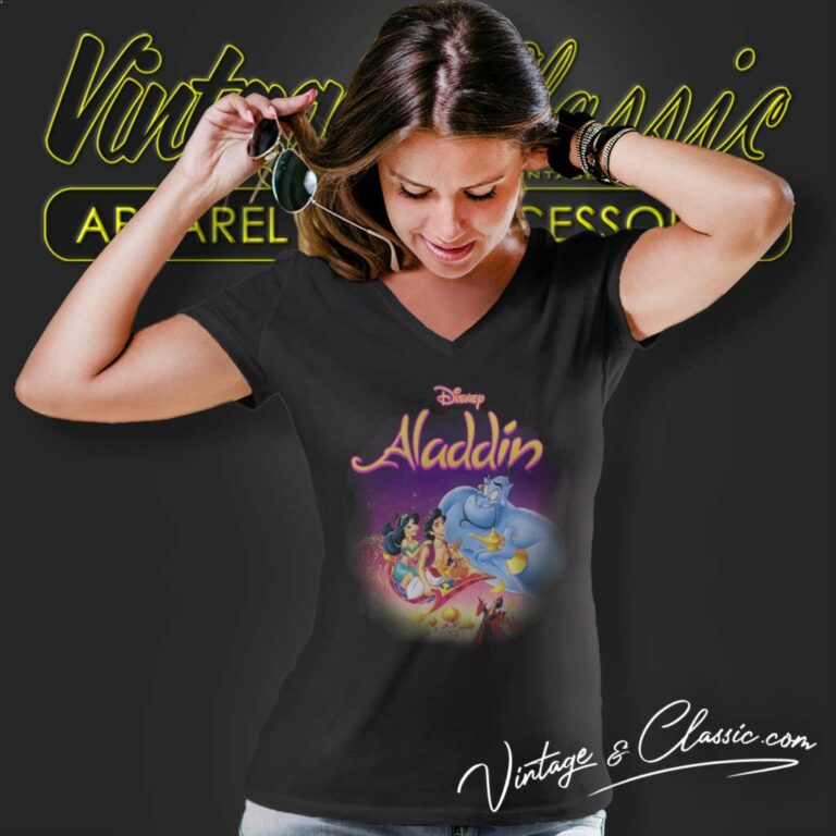 Disney Aladdin Aladdin Vhs V Neck TShirt Disney Aladdin Aladdin Vhs V Neck TShirt
