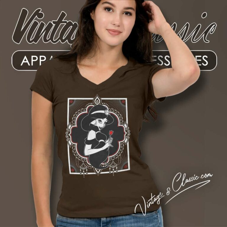 Disney Aladdin Jasmine Rose V Neck TShirt Disney Aladdin Jasmine Rose V Neck TShirt