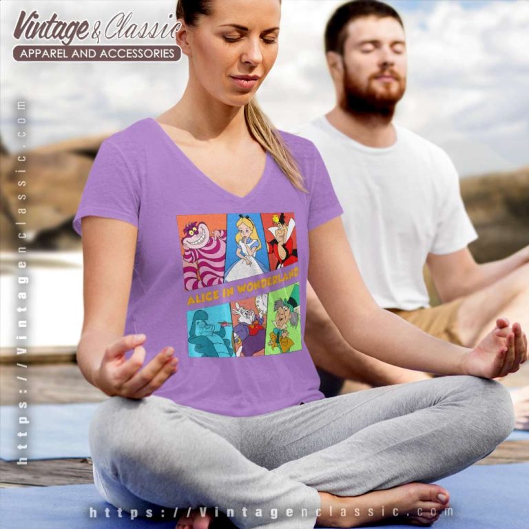 Disney Alice In Wonderland Characters Shirt V Neck TShirt Disney Alice In Wonderland Characters Shirt V Neck TShirt