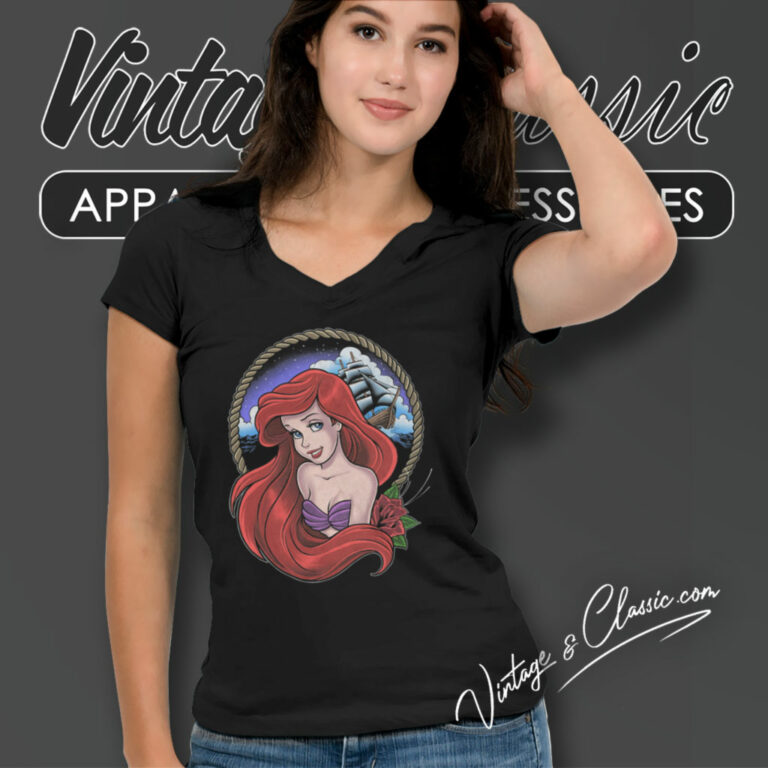 Disney Ariel Rope Frame V Neck TShirt Disney Ariel Rope Frame V Neck TShirt