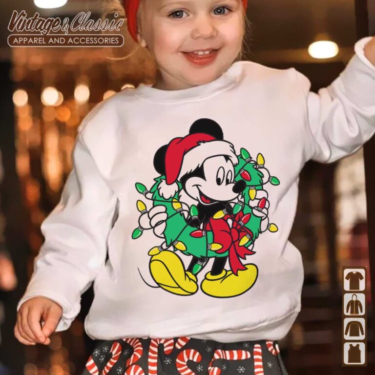 Disney Christmas Mickey Mouse Wreath Lights youth shirt Disney Christmas Mickey Mouse Wreath Lights youth shirt