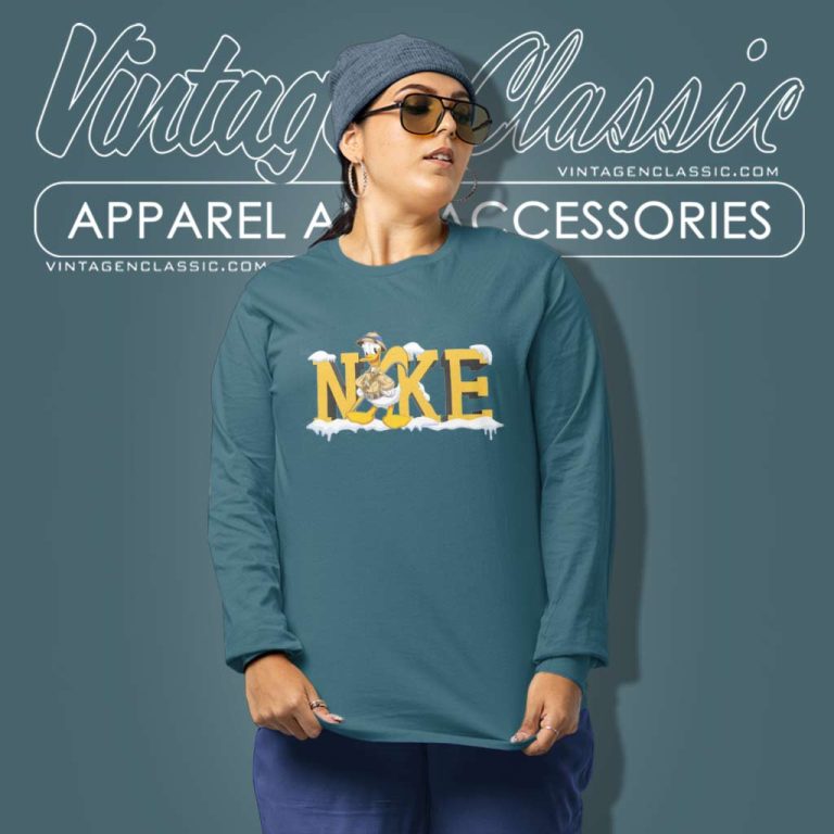 Disney Donald Duck And Snow Logo Nike Shirt Long Sleeve Tee Disney Donald Duck And Snow Logo Nike Shirt Long Sleeve Tee