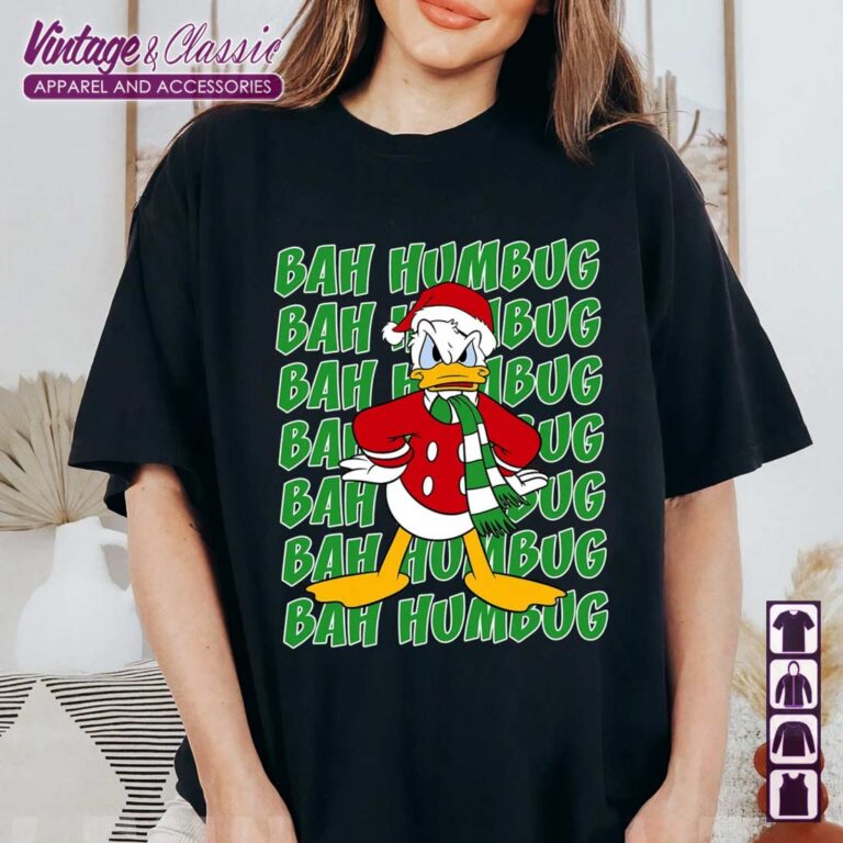 Disney Donald Duck Bah Humbug Christmas Text Stack TShirt Disney Donald Duck Bah Humbug Christmas Text Stack TShirt