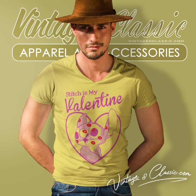Disney Lilo Stitch Valentine V Neck TShirt Disney Lilo Stitch Valentine V Neck TShirt